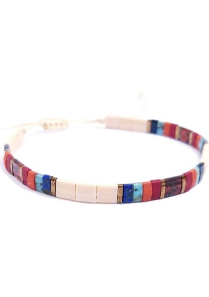 Krem Rengi Turuncu Kırmızı Turkuaz Rengi Lacivert Miyuki Tila Bileklik modelleri
