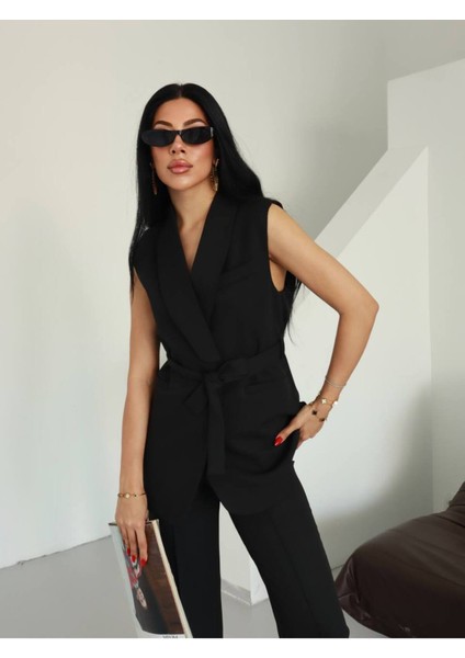 Kuşaklı Yelekli Ikili Blazer Takım modelleri