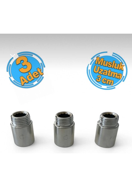 Krom Paslanmaz Musluk Uzatma 3 cm (3 Adet)
