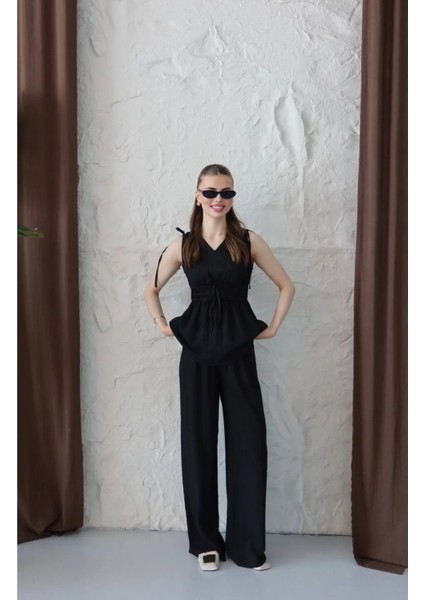 Kadın Lastik Detaylı Bluz Pantolon Takım modelleri