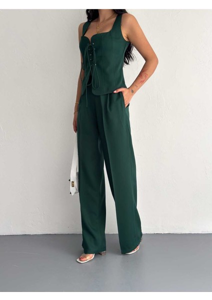 Yelek Pantolon Takım Ön Bağlama Premıum Kumaş