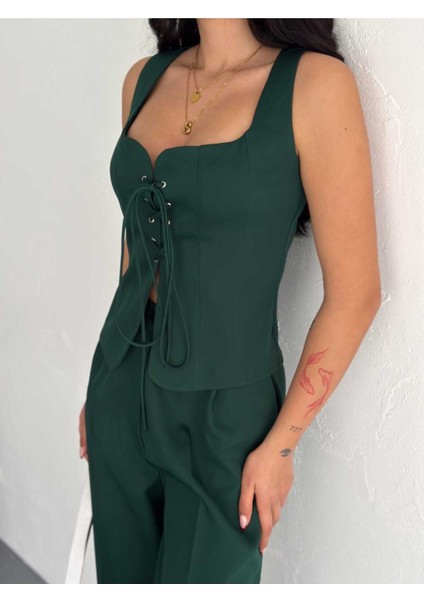 Yelek Pantolon Takım Ön Bağlama Premıum Kumaş fırsatları