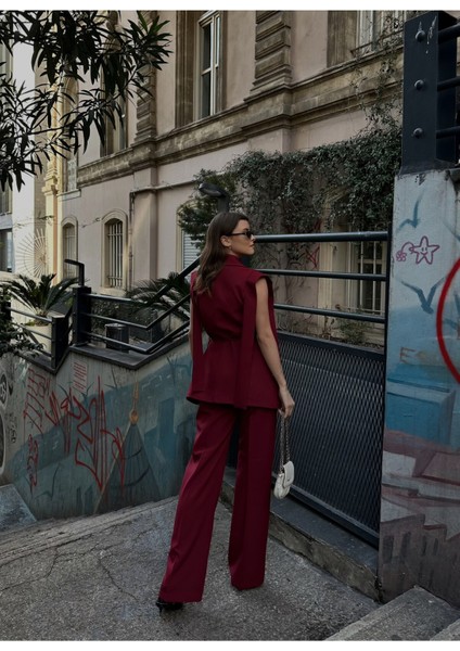 Kuşaklı Blazer Yelek Pantolon Ikili Takım modelleri