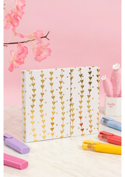 Manyetik Kapaklı Notluk Seti - Kalp Desen