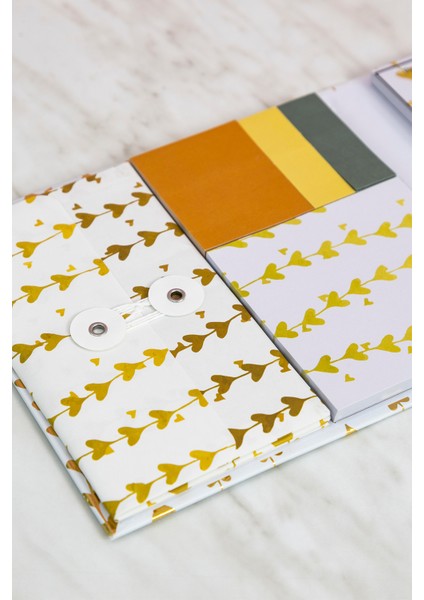 Manyetik Kapaklı Notluk Seti - Kalp Desen modelleri