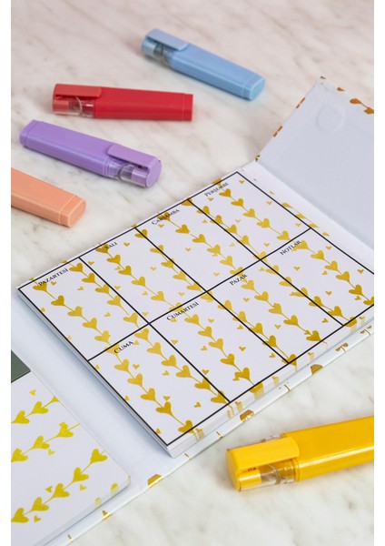 Manyetik Kapaklı Notluk Seti - Kalp Desen indirimleri