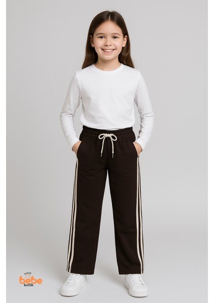 Kız Çocuk Cepli Mevsimlik Eşofman Pantolon Çift Yan Şeritli,lastikli Bel,spor, Günlük Rahat Pantolon