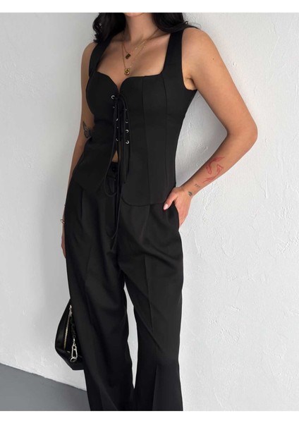 Yelek Pantolon Takım Ön Bağlama Premıum Kumaş modelleri