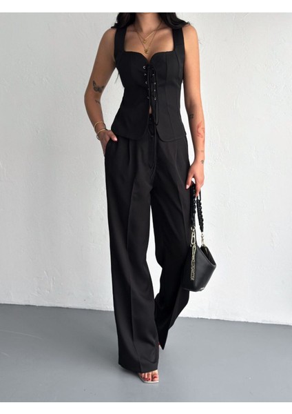 Yelek Pantolon Takım Ön Bağlama Premıum Kumaş