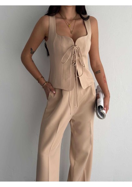 Yelek Pantolon Takım Ön Bağlama Premıum Kumaş modelleri