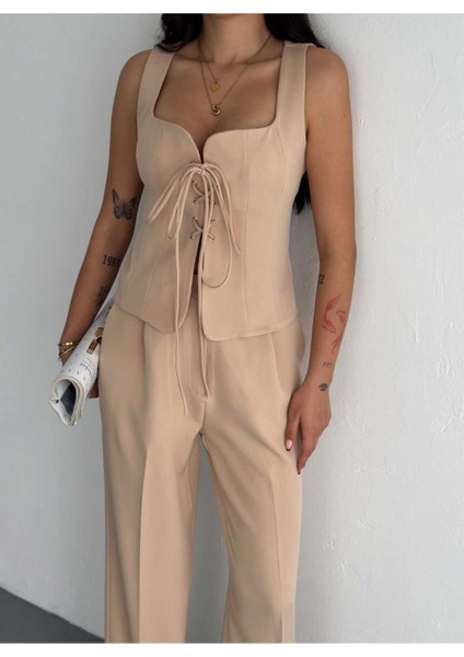 Yelek Pantolon Takım Ön Bağlama Premıum Kumaş fırsatları