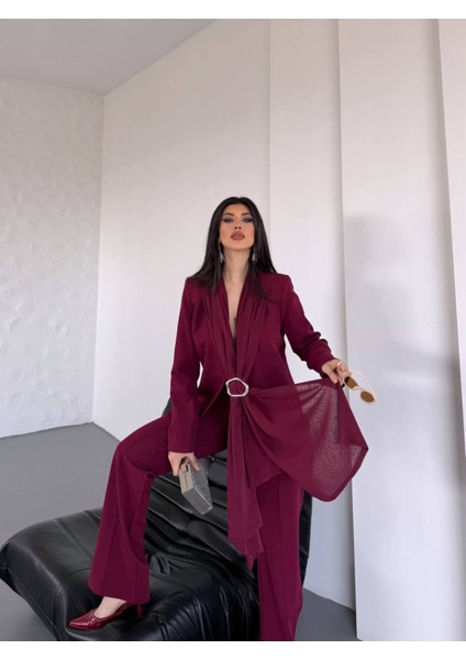 Şal Detay Ikili Blazer Ceket Takım indirimleri
