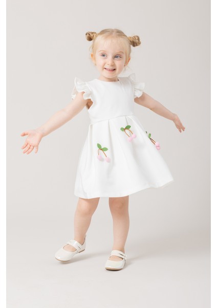 Ketbaby Kız Çocuk Pileli Kirazlı Astarlı Elbise - Defne KET-001003 modelleri