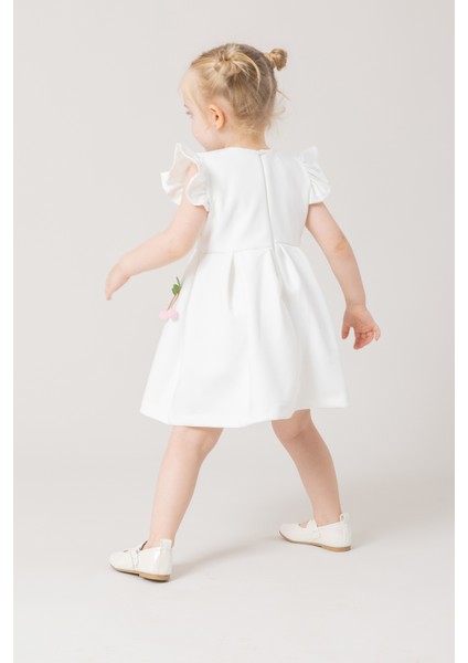 Ketbaby Kız Çocuk Pileli Kirazlı Astarlı Elbise - Defne KET-001003