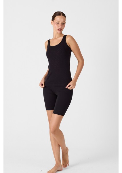 Kadın Siyah 3'lü Kalın Askılı %100 Pamuk Jakarlı Atlet 3M354 modelleri