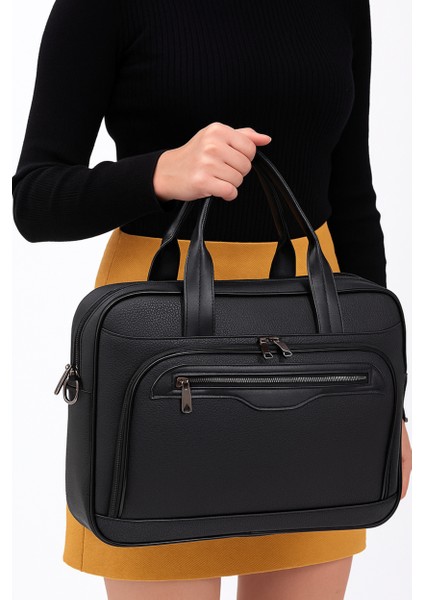 Deri 15.6" Laptop Çantası – 4 Bölmeli, Evrak & Notebook Çantası, Sünger Destekli, Su Geçirmez