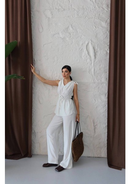 Kadın Lastik Detaylı Bluz Pantolon Takım fiyatları