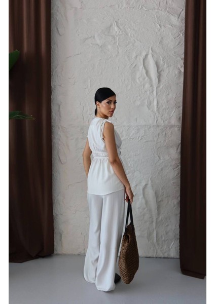 Kadın Lastik Detaylı Bluz Pantolon Takım modelleri