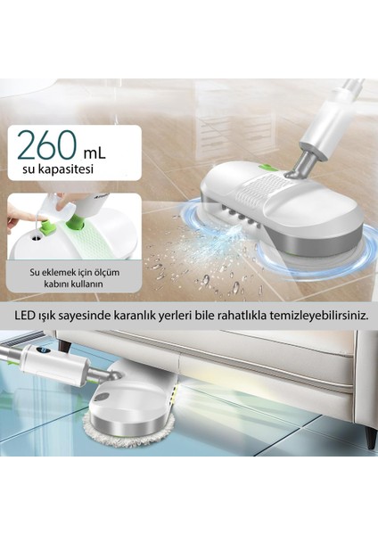 Kablosuz Elektrikli Mop T35 – Şarjlı Sessiz Elektrikli Paspas, Yıkanabilir Pedli (260 ml Su Hazneli) fırsatları