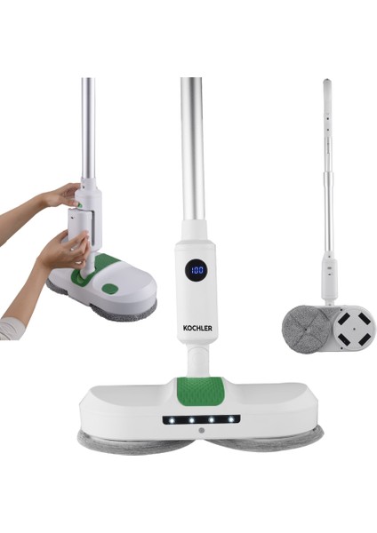 Kablosuz Elektrikli Mop T35 – Şarjlı Sessiz Elektrikli Paspas, Yıkanabilir Pedli (260 ml Su Hazneli)