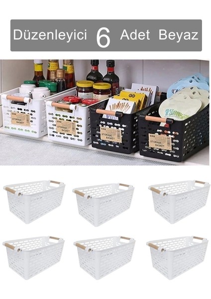 6 Adet Çok Amaçlı Plastik Tutacaklı Organizer Sepet, Dolap, Çekmece ve Banyo Için fiyatları