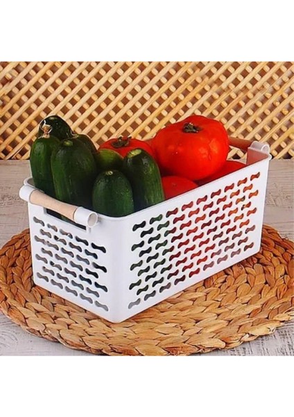 6 Adet Çok Amaçlı Plastik Tutacaklı Organizer Sepet, Dolap, Çekmece ve Banyo Için