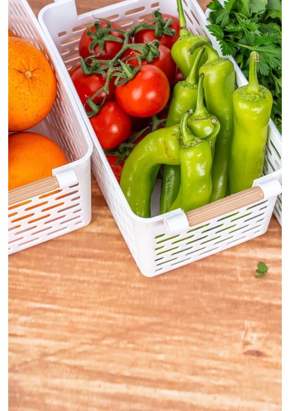 6 Adet Çok Amaçlı Plastik Tutacaklı Organizer Sepet, Dolap, Çekmece ve Banyo Için