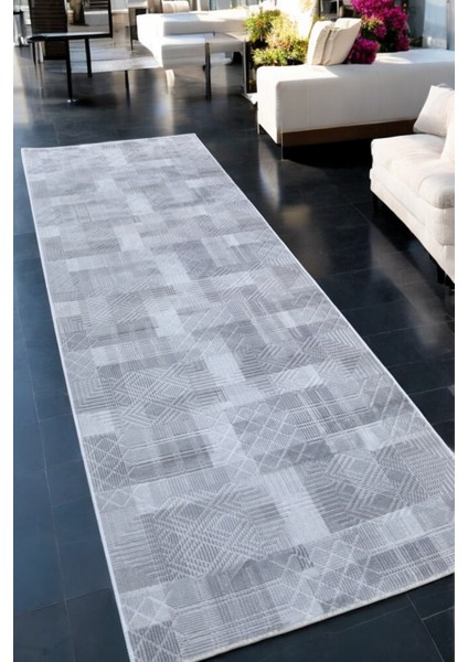 Aksu Jayla Gri Kaymaz Tabanlı Kesme Kabartmalı Salon Koridor Mutfak Halı