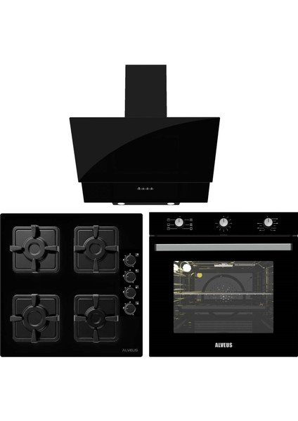Siyah Cam Ankastre Set - 01 (Kls 670 + MFA614 + Mod 3000)