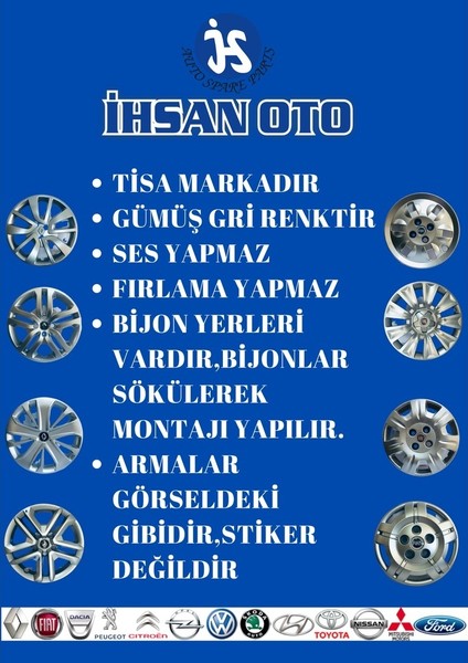 ✔ Fiat Doblo 15" Jant Kapağı Takımı (4 Adet) Mavi Armalı F002 modelleri