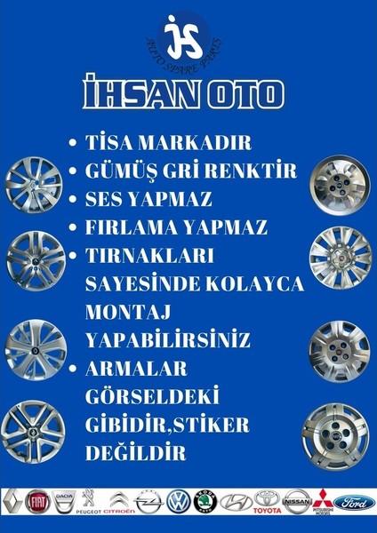Renault Clio Kango R19 13" Jant Kapağı Takımı (4 Adet) Tisa R014 fiyatları