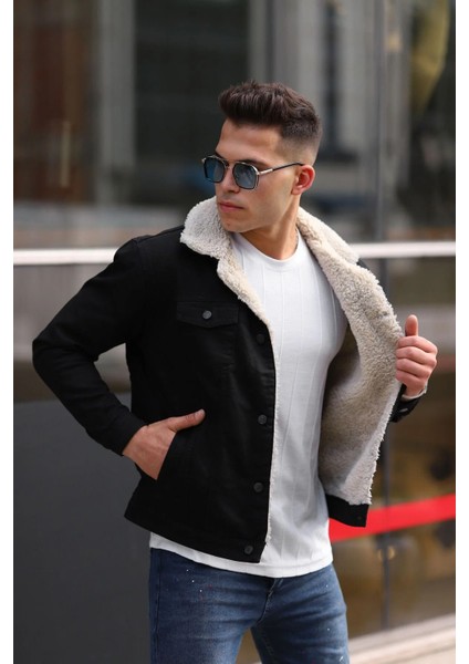 Erkek Kürklü Denim Kot Mont – Kışlık Sıcak ve Şık Dış Giyim