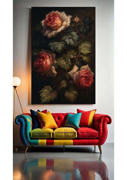 Eskimiş Görünümlü Çicek Xvıı Ev Duvar Salon Güzellik Salonu Ofis Dükkan Dekarasyon Kanvas Tablo