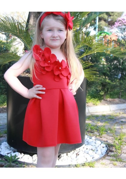 Kız Çocuk Çiçekli Bandanalı Doğum Günü Düğün Nişan Bebek Kınası Abiye/elbise