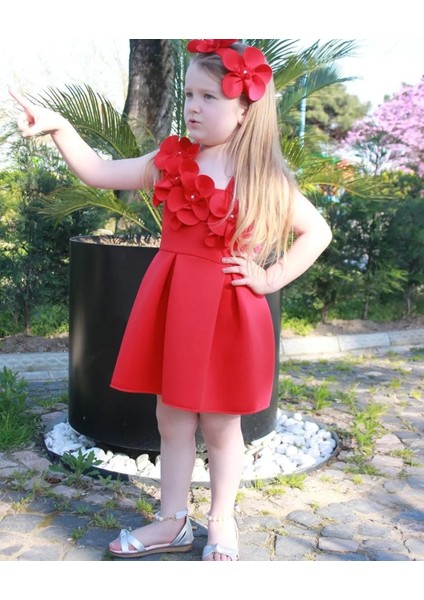 Kız Çocuk Çiçekli Bandanalı Doğum Günü Düğün Nişan Bebek Kınası Abiye/elbise