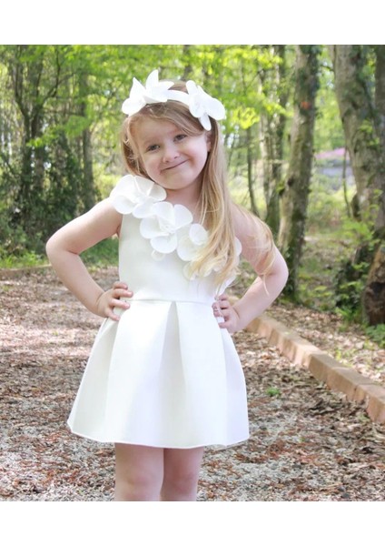 Kız Çocuk Çiçekli Bandanalı Doğum Günü Düğün Nişan Bebek Kınası Abiye/elbise