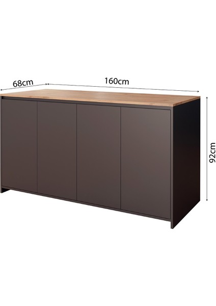Kahlo G4623 4ADET Antrasit Tabure Mutfak Ada 160CM Sepet Antrasit Bar Masa Kahve Köşe Saklama Dolabı modelleri