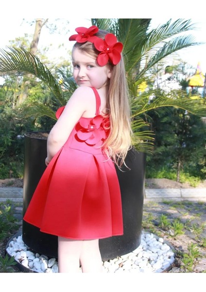 Kız Çocuk Çiçekli Bandanalı Doğum Günü Düğün Nişan Bebek Kınası Abiye/elbise