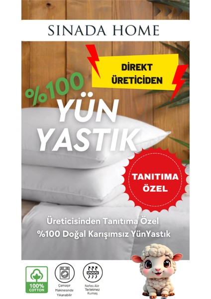 %100 Yıkanmış Taranmış Saf Yün Dolgulu Yastık | Doğal Içerik, Makinede Yıkanabilir, Direkt Üreticisinden
