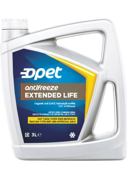 Opet Extended Kırmızı Konsantre Antifriz 3 Litre 70C-