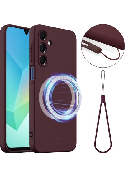 Samsung Galaxy A16 5g/galaxy A16 4g Kılıf Magsafe Anti-Düşme Sıvı Silikon Telefon Kılıfı ile Uyumlu-Şarap Kırmızısı (Yurt Dışından)