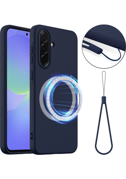 Samsung Galaxy A36 5g/galaxy A56 5g Kılıf Magsafe Anti-Düşme Sıvı Silikon Telefon Kılıfı ile Uyumlu-Koyu Mavi (Yurt Dışından)