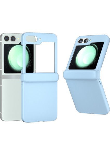 Samsung Galaxy Z Flip6 5g Kılıf Cilt-Dokunmatik Pc Telefon Kılıfı Menteşe Korumalı-Bebek Mavisi (Yurt Dışından)