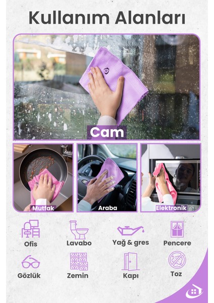 Active Çamaşır Suyu ile Kullanılabilen Tek Mikrofiber 3'lü Temizlik Bezi (40X60) Büyük Boy