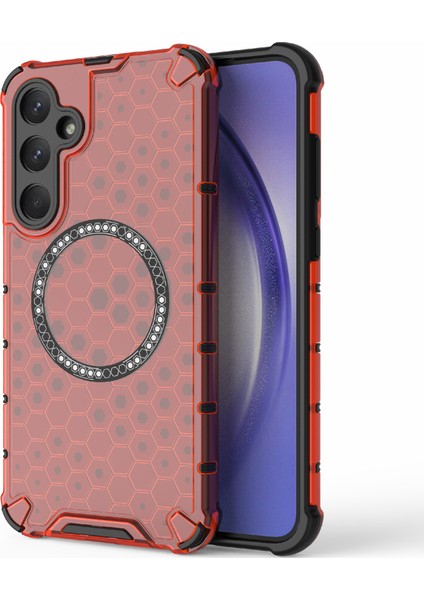 Samsung Galaxy A35 5g Manyetik Kılıf Petek Isı Dağılımı Tpu+Pc Telefon Kılıfı-Kırmızı (Yurt Dışından)