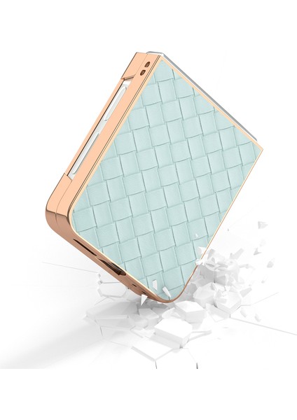 Abeel Samsung Galaxy Z Flip6 5g Kılıf Dokuma Dokulu Galvanik Kenar Deri Kaplamalı Pc Telefon Kılıfı-Açık Yeşil (Yurt Dışından) fırsatları