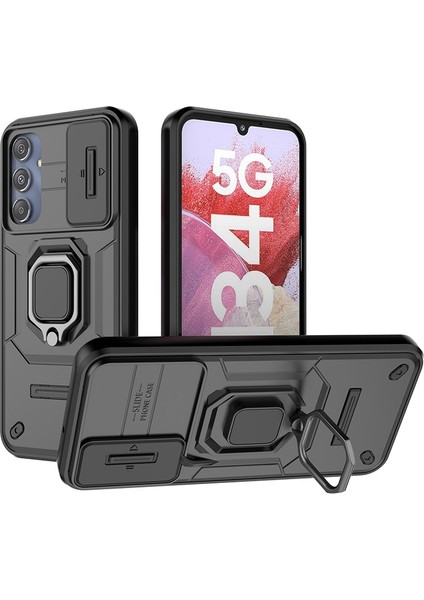 Samsung Galaxy M34 5G/F34 5g Kılıf Slayt Lens Koruyucu Pc+Tpu Telefon Koruyucu Kılıf-Siyah (Yurt Dışından)