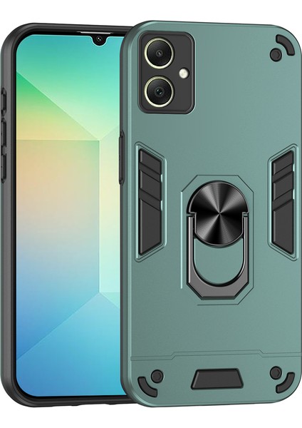 Samsung Galaxy A06 4g Kılıf Pc+Tpu Drop Defend Telefon Kılıfı Halkalı Ayaklık-Yeşil (Yurt Dışından)