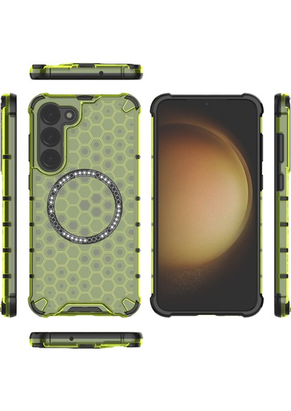 Samsung Galaxy S23 Cep Telefonu Kılıfı Honeycomb Tpu+Pc Telefon Kılıfı Magsafe-Green ile Uyumlu (Yurt Dışından) fırsatları