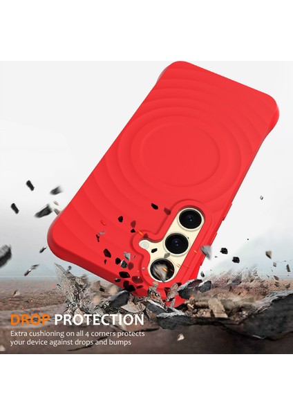 Samsung Galaxy S24 Kılıfı Magsafe Dalgalı Doku Sıvı Silikon Telefon Kılıfı ile Uyumlu-Kırmızı (Yurt Dışından) fiyatları